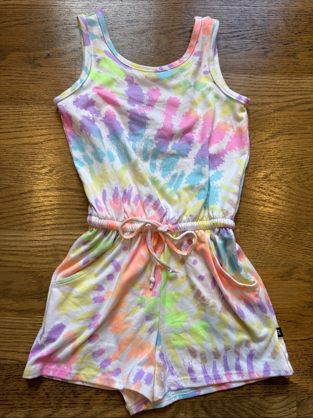 Pixielane Girls' Rainbow Tie-Dye Sleeveless Romper 4T NWOT